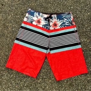 Palmwave Men's Microfiber Board Shorts Tri-Band Orange Pockets Size 32